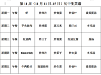 第十二周（11月11日—11月15日）菜谱