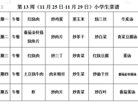 第十三周（11月25日——11月29日）菜谱
